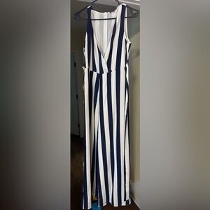 Navy and White Striped Women’s Jumpsuit